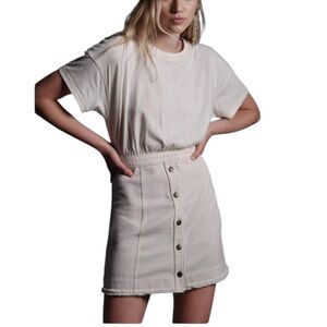Pilcro Anthropologie Denim Skirt & Knit Tee Twofer Mini Dress Cotton 26W Ivory‎